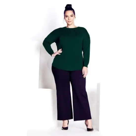 Women's Plus Size Tully Curved Hem Sweater - green moss | AVENUE image {2}