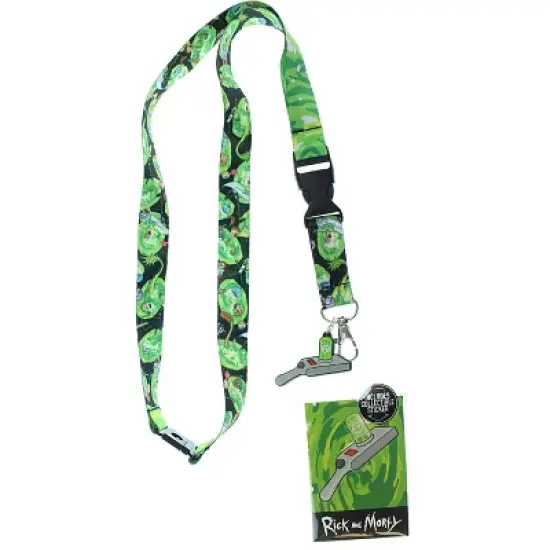 Rick And Morty Lanyard with ID Holder, Portal Gun Rubber Charm and Sticker image {3}