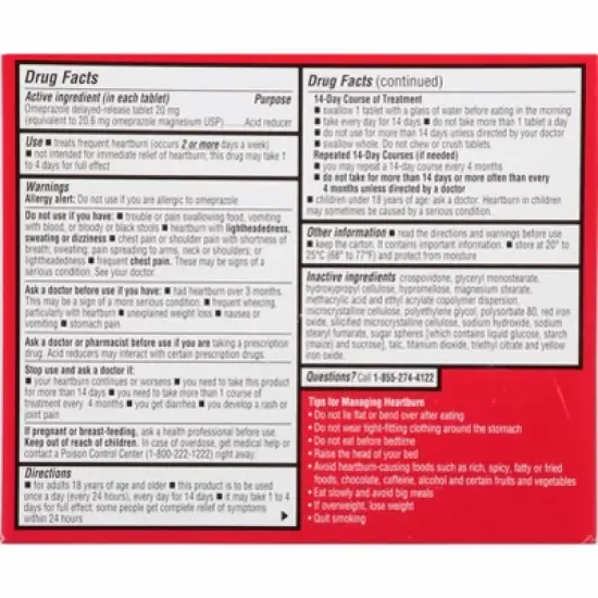 Leader Tablets 20 mg Omeprazole 14 ea image {2}