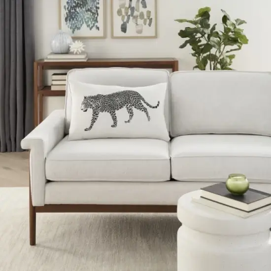 Mina Victory Outdoor Raised Print Leopard Lumbar Throw Pillow image {5}