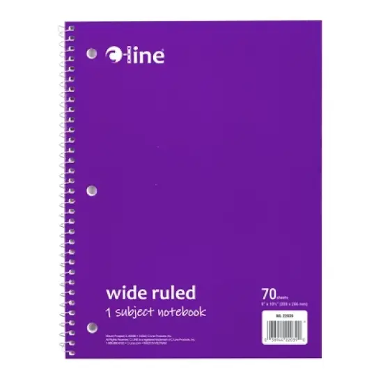 C-Line&reg; 1-Subject Notebook, 70 Page, Wide Ruled, Purple, Pack of 12 image {1}