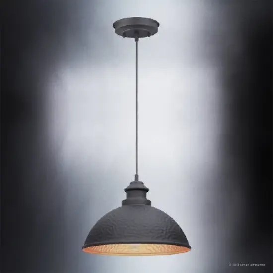 Urban Ambiance Luxury Hammered Outdoor Pendant Light,  8" x 12",  Midnight Black Finish, UHP1171 image {3}