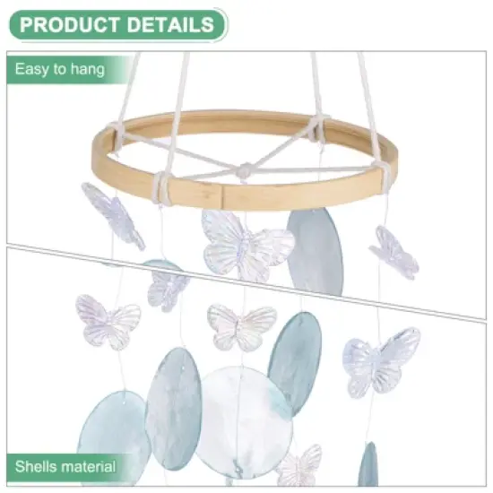 Unique Bargains Handcrafted Coastal-inspired Durable Decorative Wind Chime 4.7" x 13.8" Blue 1 Pc image {1}