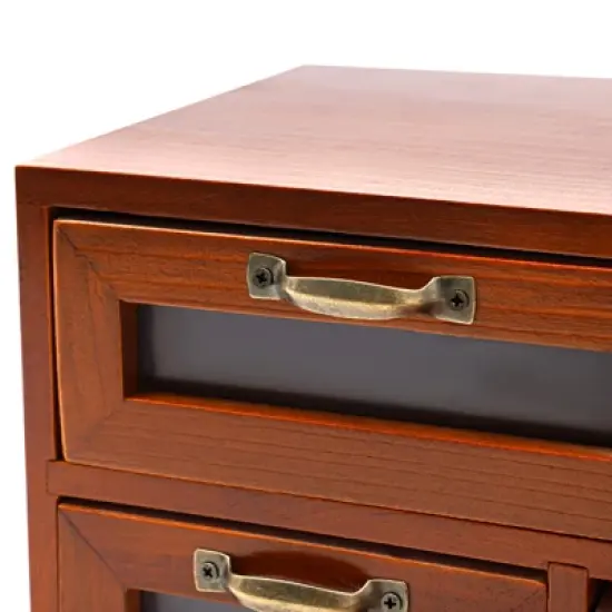 YIYIBYUS Wooden Desk Organizer with Drawers Desktop Storage Cabinet image {5}