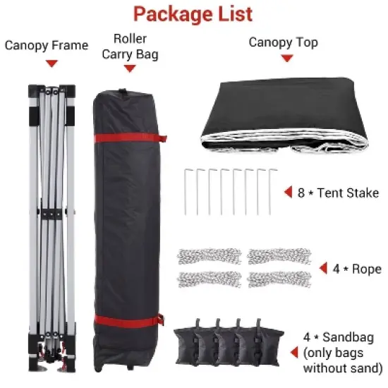 GustoWave Portable Outdoor Pop Up Canopy Tent, Waterproof and UV Protection, Black image {2}