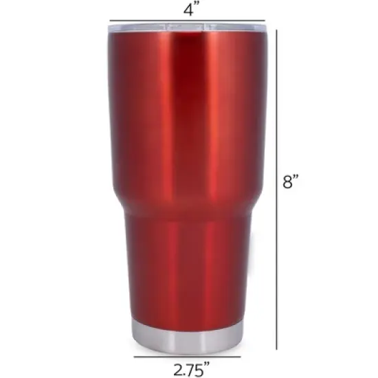 100 North 30 Ounce Stainless Steel On the Go Travel Tumbler With Push Top Lid, Volleyball Red image {1}