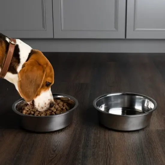 Pet Adobe 64oz Stainless Steel Dog Bowls, Silver image {5}