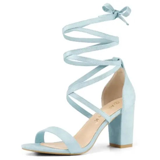 Allegra K Women's Open Toe Lace Up Chunky High Heels Sandals image {16}