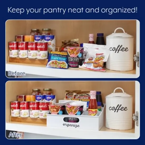 AuldHome Design White Enamelware Farmhouse Snack Caddy; Rustic Countertop Storage Container w/ Dividers image {4}