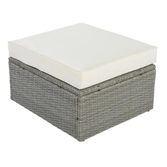 3-Piece Patio Wicker Sofa Set with Cushions, Pillows, Ottomans and Lift Top Coffee Table-ModernLuxe image {9}