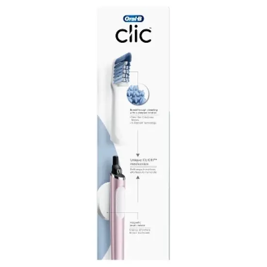 Oral-B Clic Manual Toothbrush with Magnetic Brush Holder - Metallic Rose image {2}