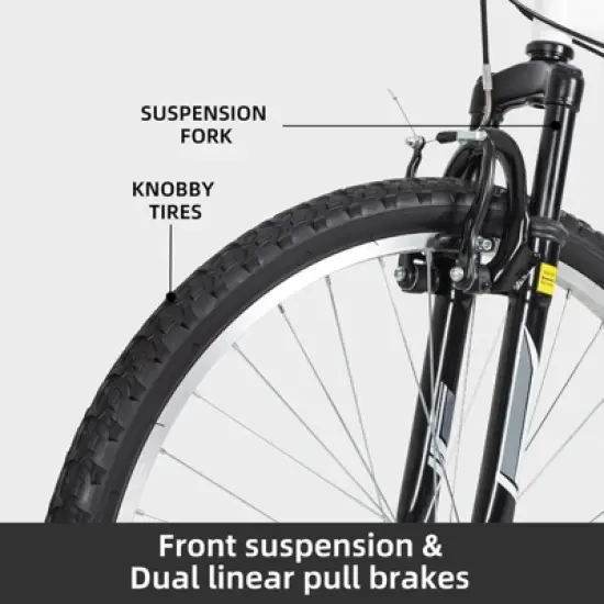 hykolity Mountain Bike, 26" 27.5" Wheel, 18 Speed MTB Bicycle with Dual Suspension, Adjustable Saddle for Men Women Outdoor Cycling image {5}