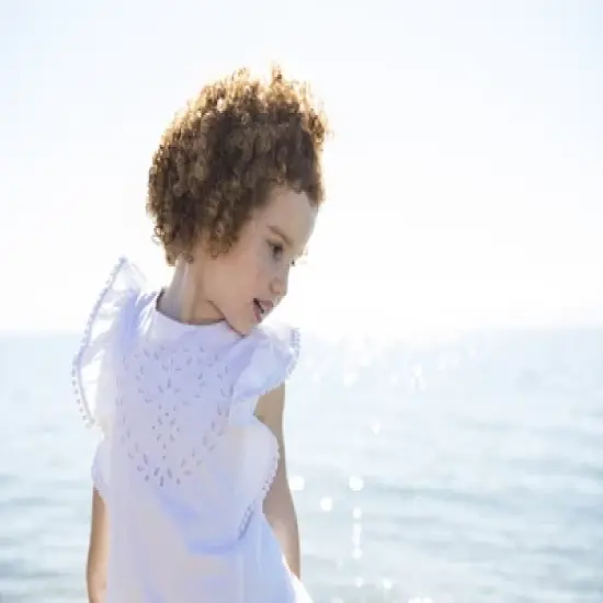 Hope & Henry Girls' Flutter Sleeve Eyelet Top, Infant image {4}