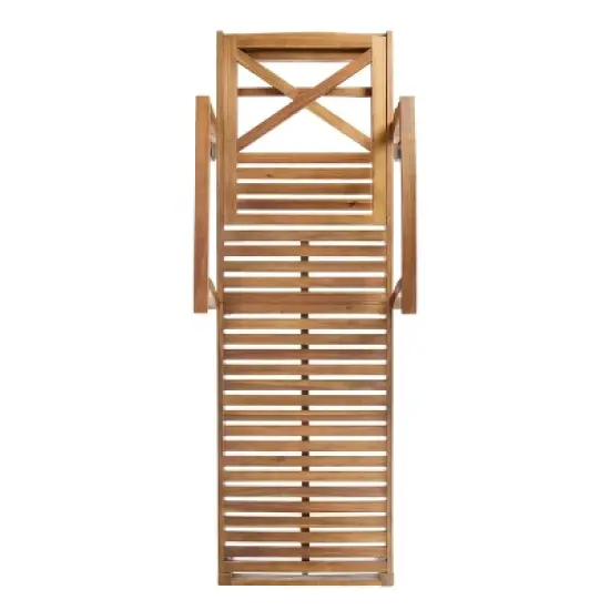 GDFStudio Abena Outdoor Acacia Wood Adjustable Chaise Lounge with Wheels image {4}