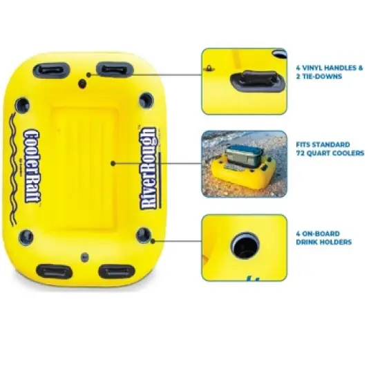 Swim Central 55" Inflatable Yellow and Black Swimming Pool Cooler Raft Float image {2}