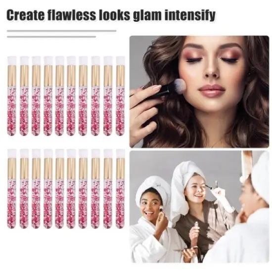 Unique Bargains 20 Pcs Makeup Brush Set, Travel Blending Foundation Contour Concealer Blusher Brush 10x1cm image {1}