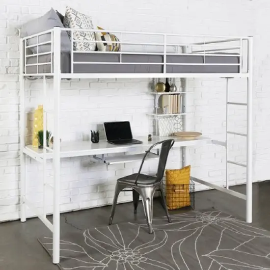Twin Analise Metal Loft Bed with Wood Desk - Saracina Home image {1}