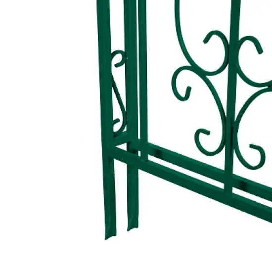 Evergreen Montebello Iron Garden Arbor with Gate, Forest Green- 53 x 84 x 23 Inches Fade and Weather Resistant Outdoor Decor image {5}