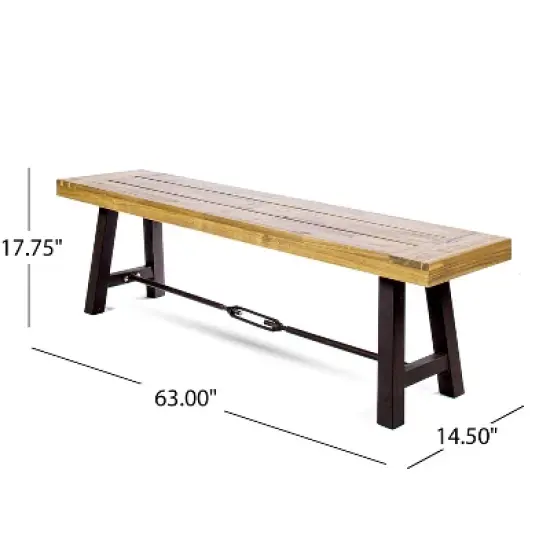 Christopher Knight Home Betsys Outdoor Acacia Wood and Wicker 6 Piece Dining Set with Bench, Teak/Multibrown image {4}