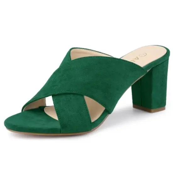 Allegra K Women's Crisscross Strap Block Heel Slide Sandals image {9}