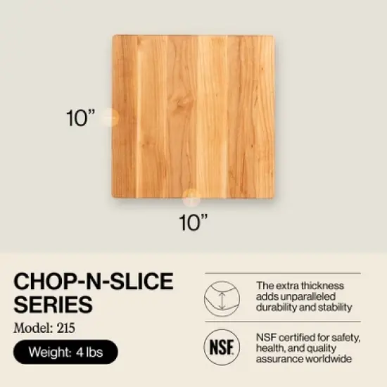 John Boos Small Chop-N-Slice Maple Wood Cutting Board for Kitchen, Reversible Edge Grain Square Butcher Boos Block image {1}