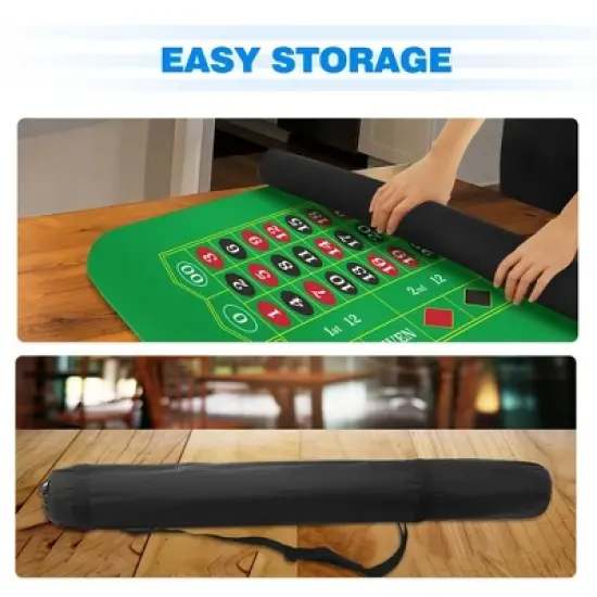 GSE 70" x 35" Casino Roulette Tabletop Layout Mat with Carrying Bag, Non-Slip Rubber Layout Mat image {3}