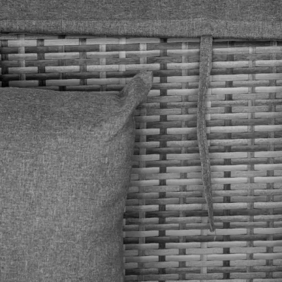 Outsunny Outdoor Round Daybed 4 Pieces Wicker Outdoor Rattan Sofa with Canopy, Cushions, Pillows Patio Bed Sets for Garden Backyard image {3}