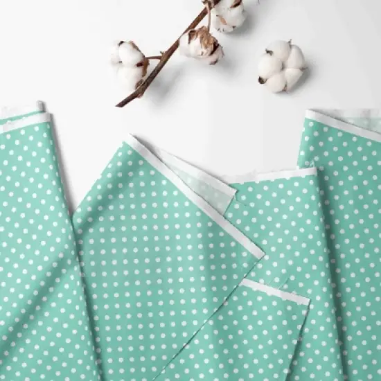 Bacati - Mint Pin Dots 3 pc Toddler Bed Sheet Set image {1}