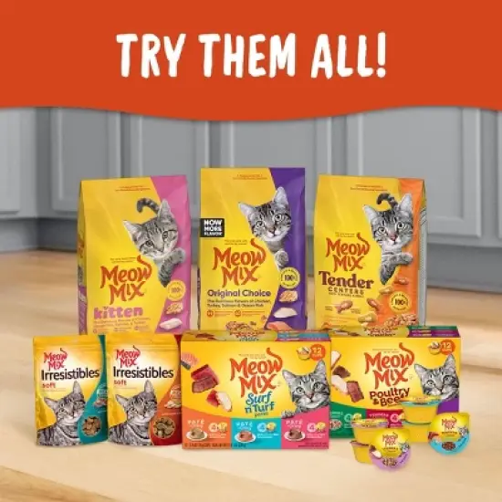 Meow Mix Tender Centers with Basted Bites with Flavors of Chicken & Tuna Adult Complete & Balanced Dry Cat Food - 3lbs image {3}