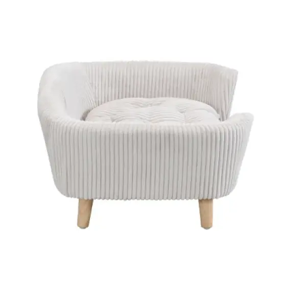 Lyngins Mid-Century Modern Dog Sofa Bed with Birch Legs and Plush Cushion, Elevated Dog Bed Frame for Small Dog (11&ndash;25 lbs), Pet Couch Bed image {6}