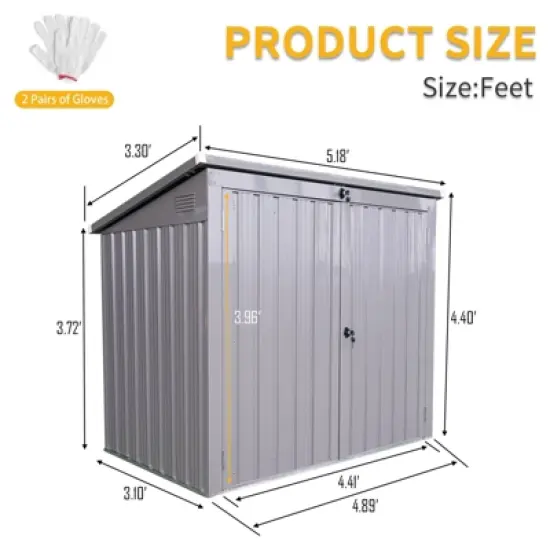 MOEPISY Garbage Bin Shed Stores 2 Trash Cans Metal Outdoor Bin Shed for Garbage Storage,Stainless Galvanized Steel, Gray image {5}