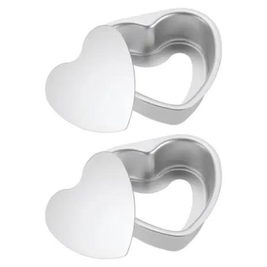 Unique Bargains Aluminum Nonstick Heart Shaped Removable Bottom Cake Pan 2 Pcs image {7}