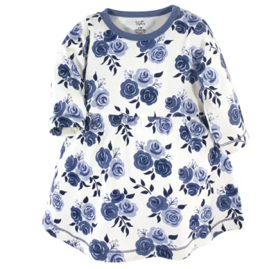 Touched by Nature Big Girls and Youth Organic Cotton Long-Sleeve Dresses 2pk, Navy Floral image {3}