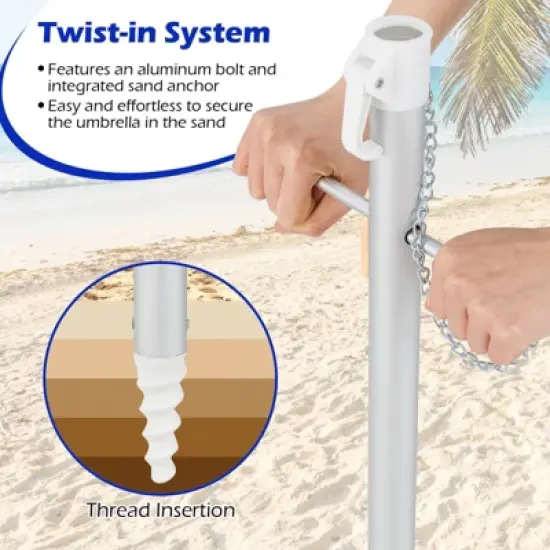 Tangkula 6.5 FT Beach Umbrella UPF50+ Sun Protection Portable Sunshade Parasol for Sand image {6}