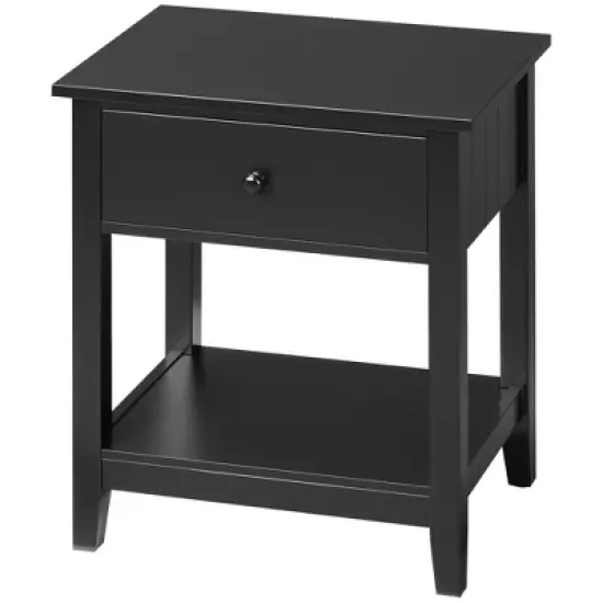 HOMCOM Modern Style Nightstand, Side Table with Drawer and Storage Shelf for Bedroom, or Living Room image {3}
