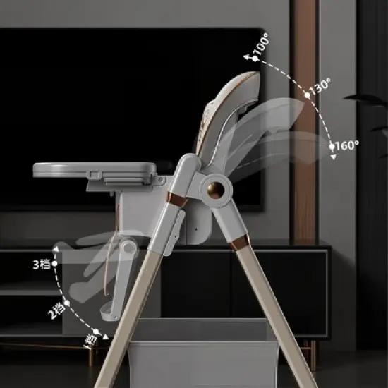 Gulches Adjustable Baby High Chair (0-6 Years) &uml;C Portable Feeding Seat with Safety Belt, Lockable Wheels for Home/Dining image {3}