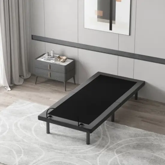 HOMCOM Twin XL Adjustable Bed Frame, Ergonomic Zero Gravity Power Bed Base with Head and Foot Incline, Memory, and Wireless Remote, Gray image {1}