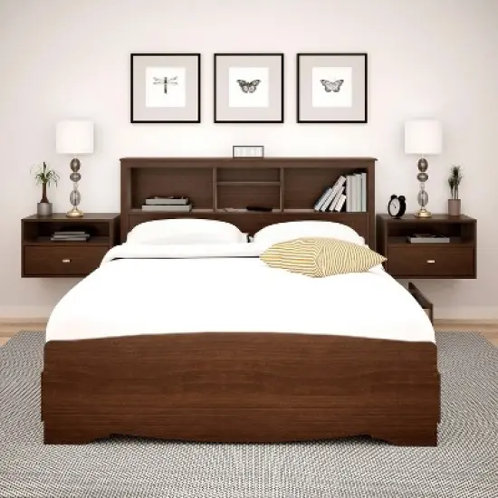 Floating 1 Drawer Nightstand with Open Shelf - Prepac image {12}