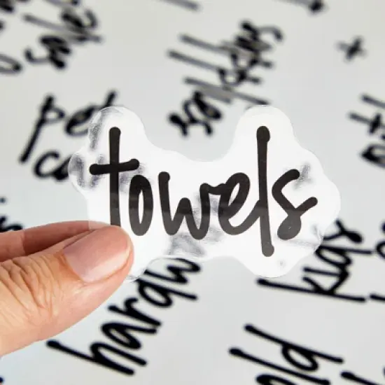 Talented Kitchen 136 Garage Storage Labels for Plastic Containers, Preprinted Black Script on Clear Stickers for Organizing Bins image {2}