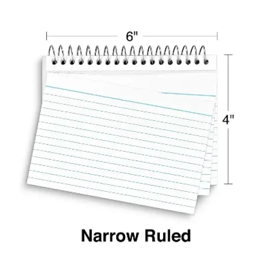 Staples 4" x 6" Line Ruled Spiral Bound Index Cards 50/Pack (51007) TR51007 image {3}
