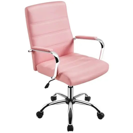 Yaheetech Mid-Back Office Chair with Arms 360&deg; Swivel PU Leather Office Executive Chair image {10}