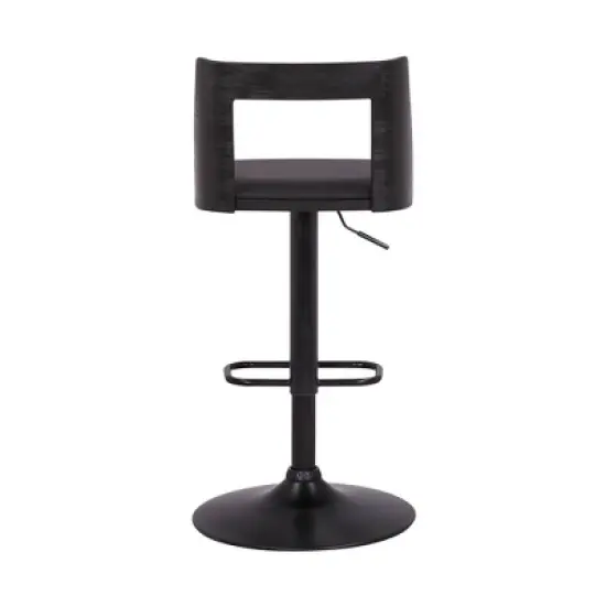 Milan Adjustable Swivel Faux Leather Metal Barstool Black - Armen Living image {4}