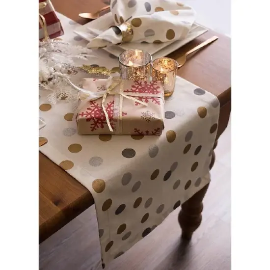 Design Imports  Christmas Metallic Polka Dot Printed Table Runner, Confetti, 14X108" image {3}
