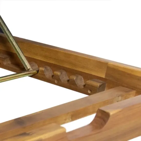 Christopher Knight Home Kinzie Outdoor Acacia Wood 2 Seater Adjustable Daybed with Curtains,Teak/Dark Gray image {7}