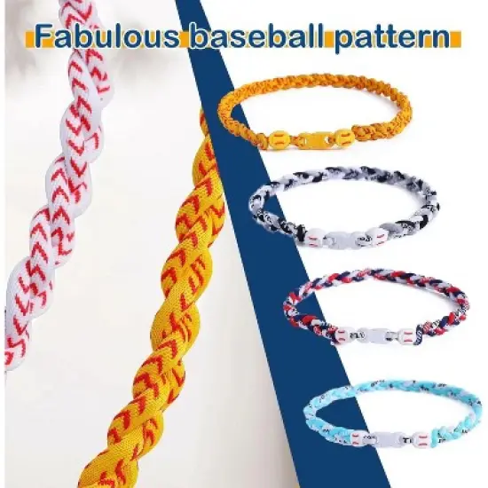 4 Pieces Baseball Necklaces for Boys,Three Braided Rope Tornado Sports Titanium Necklaces,Baseball Accessories Drip image {3}