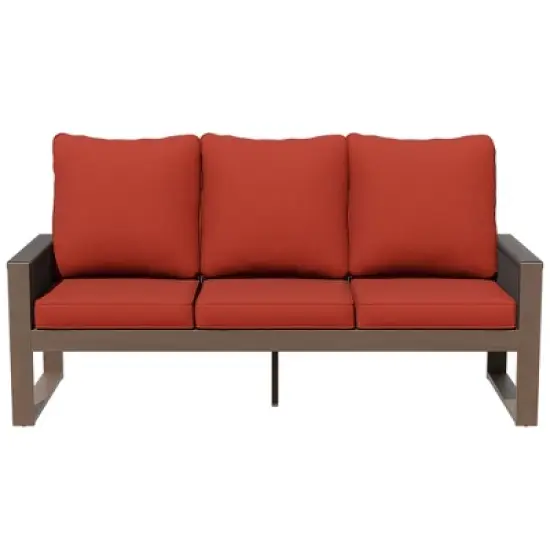 UPTIOT 3-Seat Patio Wooden Sofa With Cushions image {8}