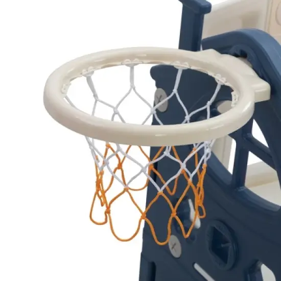 INFURNIC Baby Activity Gyms Kids House-Shaped Slide and Playset, Indoor, Outdoor Playground with Basketball Hoop, Multicolored, 76.18"*65.35"*38" image {5}