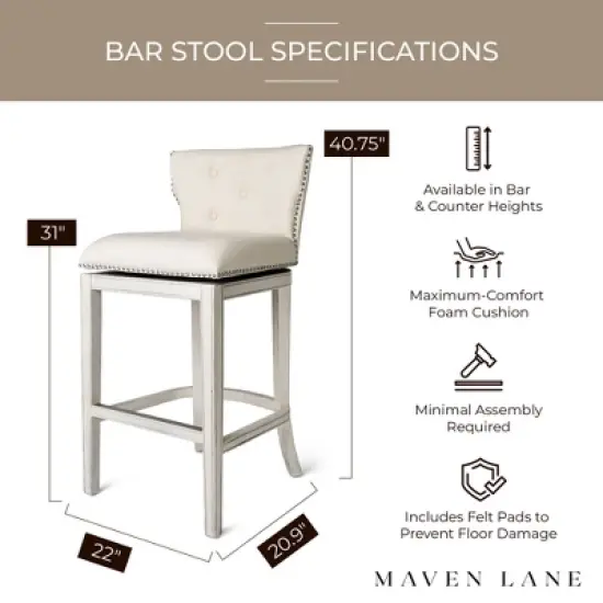 Maven Lane Hugo Tufted Swivel Kitchen Stool image {4}