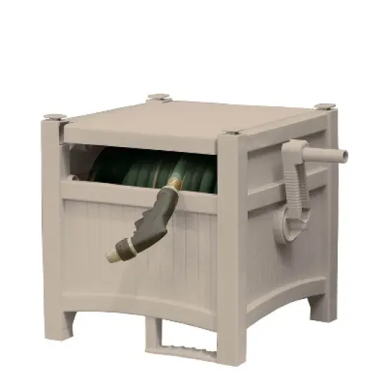 Suncast CPLPHH100D Hideaway 100' Resin Garden Hose Reel for 5/8" Hoses, Taupe image {1}