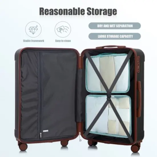 20"/24"/28" 3 pcs/set in ABS Spinner Wheel Luggage, Carry on Suitcase, Durable & Waterproof, Matching Color, TSA Combination Lock image {10}